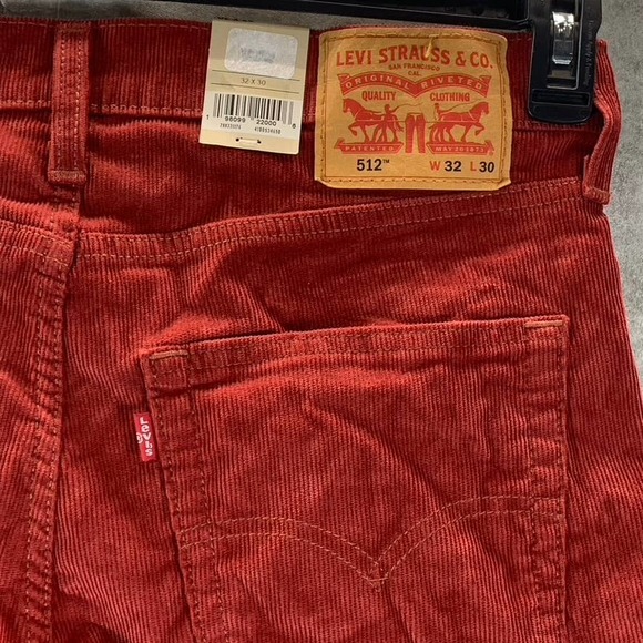 Levi's Men's Brick Red 512 Slim Tapered-Fit Corduroy Jeans SZ 32X30 - Picture 5 of 13